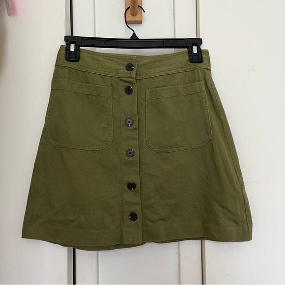 Madewell Olive Green A Line Swing Mini Skirt, 00 - Picture 1 of 5